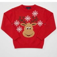 OVX34: Kids Knitted Christmas Reindeer Jumpers (2-12 years)
